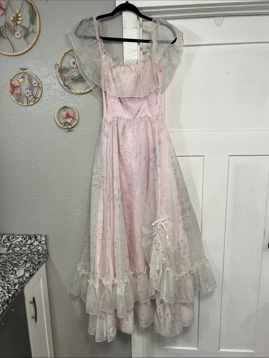 Vintage Dresses & Skirts - 80’s PRAIRIE COTTAGECORE PROM GOWN COQUETTE DRESS SMALL VINTAGE